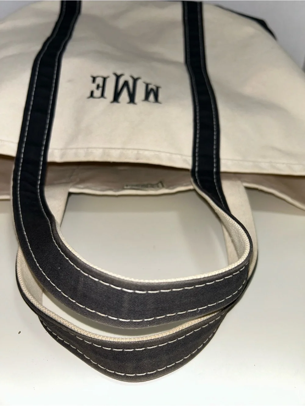 Vintage L.L. Bean Boat and Tote Natural Canvas Black Made USA Tote Shoulder Bag